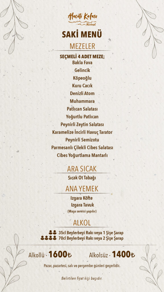 Restoran Menü Türkçe