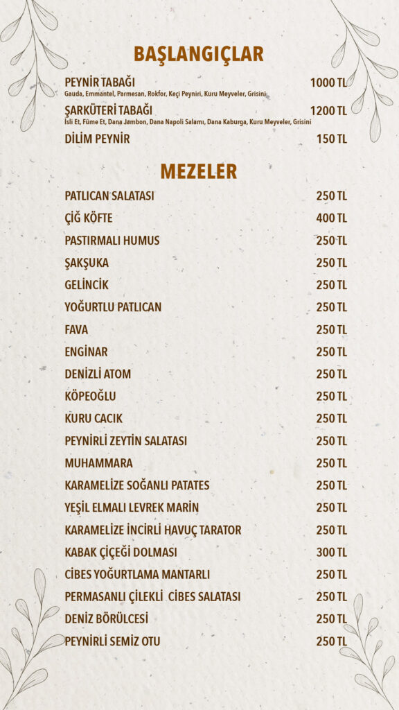 Restoran Menü Türkçe