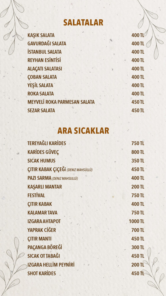 Restoran Menü Türkçe