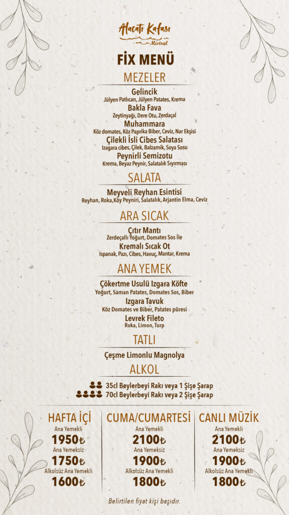 Restoran Menü Türkçe