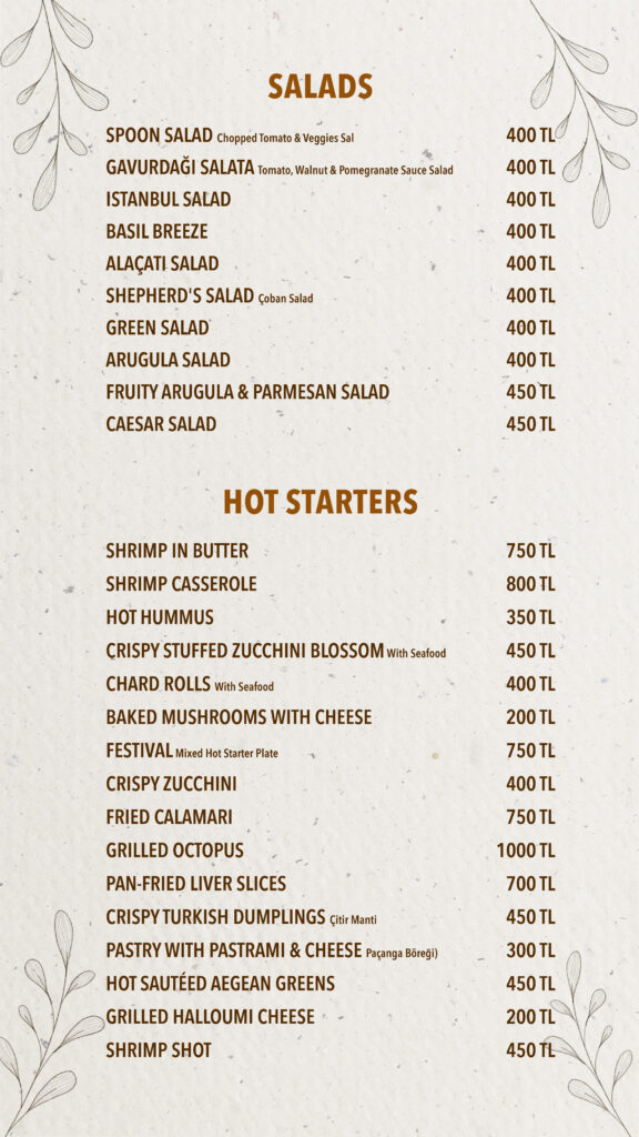 Restoran Menü İngilizce