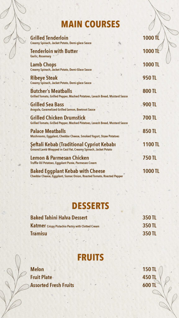 Restoran Menü İngilizce
