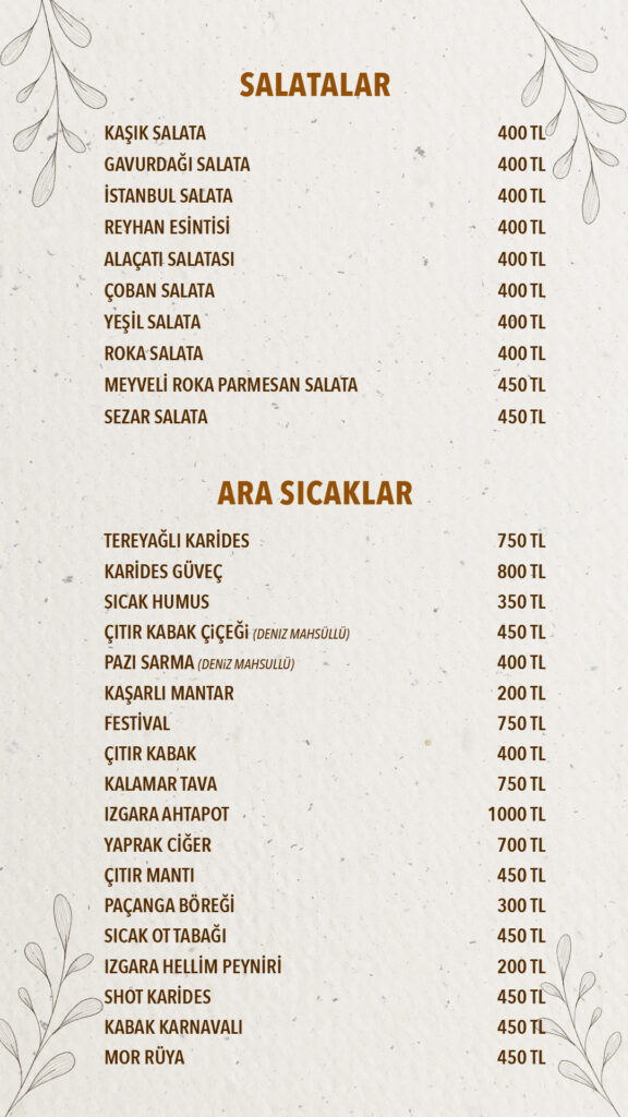 Restoran Menü Türkçe