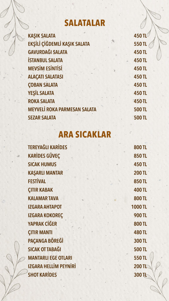 Restoran Menü Türkçe