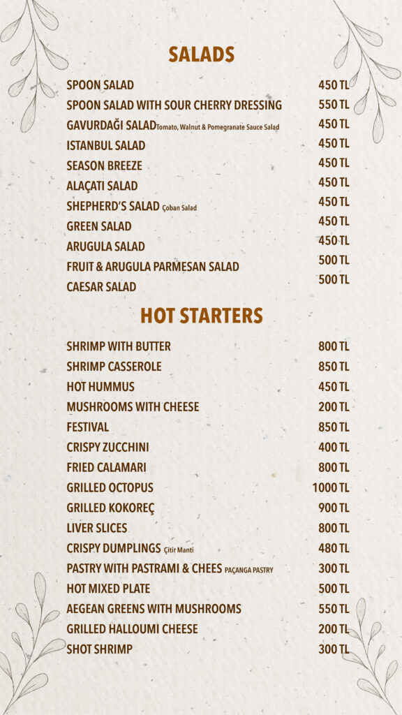 Restoran Menü İngilizce