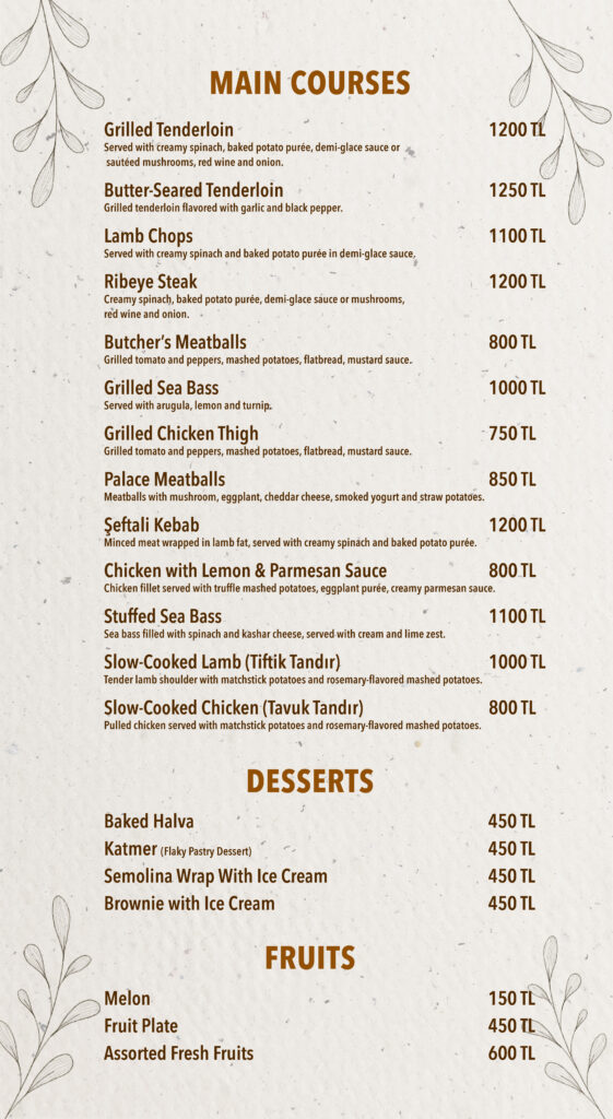 Restoran Menü İngilizce