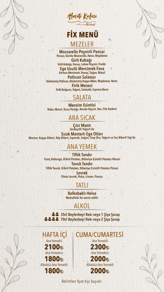 Restoran Menü Türkçe