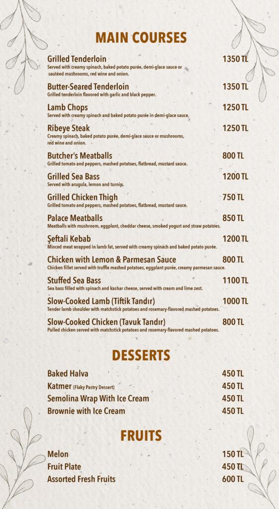 Restoran Menü İngilizce