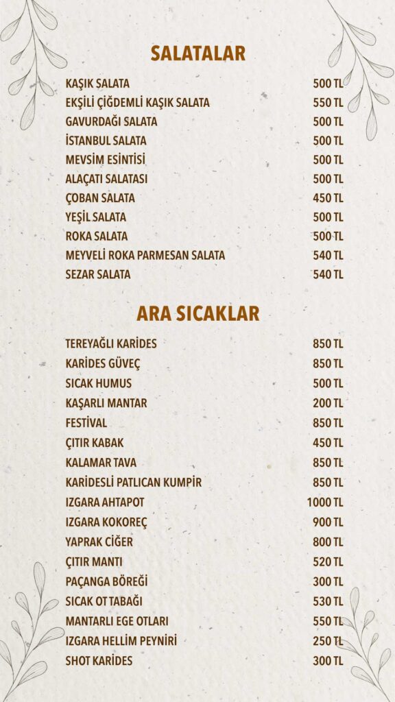 Restoran Menü Türkçe