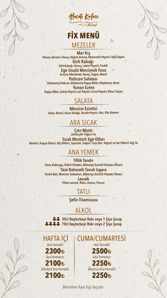 Restoran Menü Türkçe