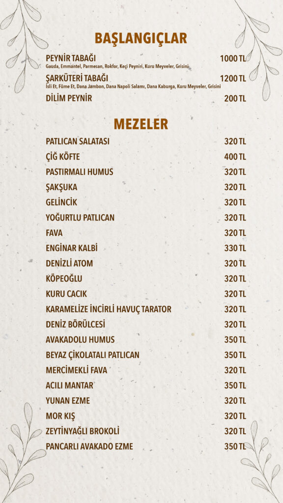 Restoran Menü Türkçe