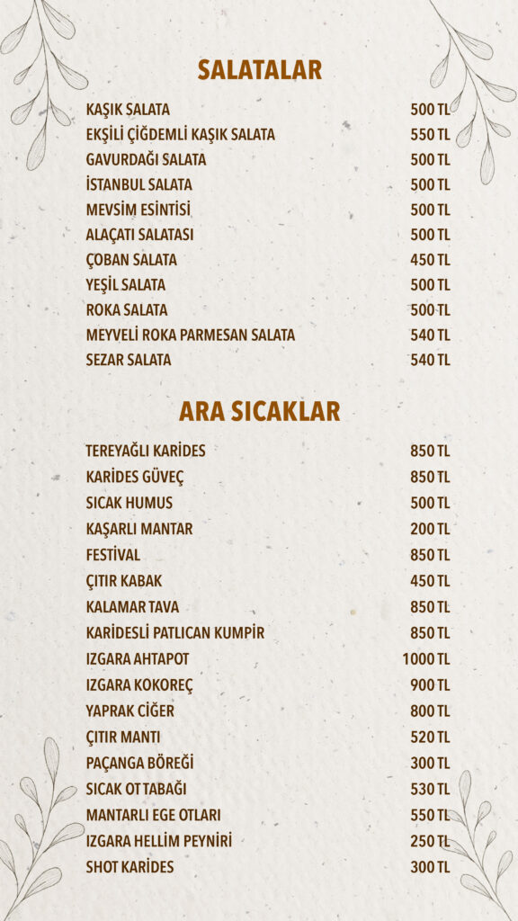 Restoran Menü Türkçe