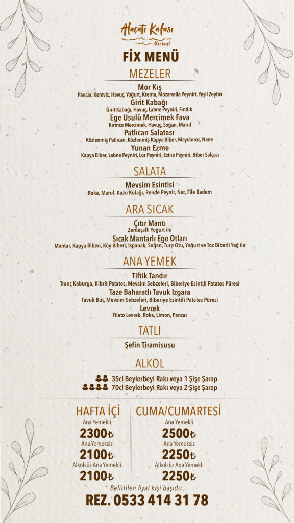 Restoran Menü Türkçe