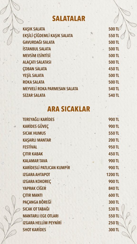 Restoran Menü Türkçe