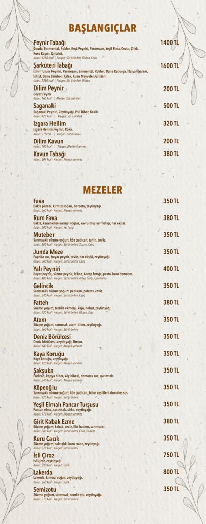 Restoran Menü Türkçe