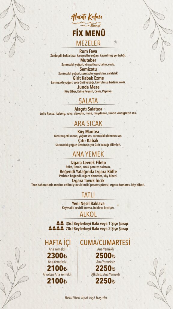 Restoran Menü Türkçe